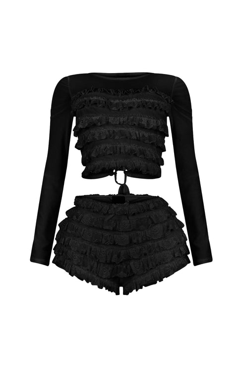 Sunny Mesh Lace Top & Shorts SET